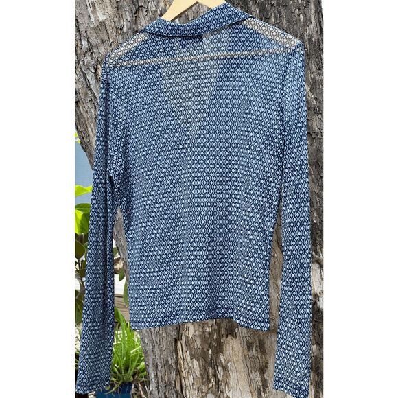 New York & Company Tops - New York & Company 100% Nylon Collared Mesh V-Neck Shirt - L